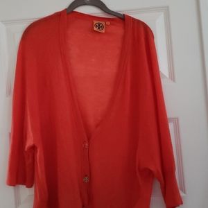 Women's orange XL Tory Burch cashmere sweater